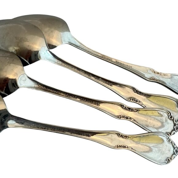 Oneidacraft Deluxe Stainless Flatware Set Chateau Floral 4 Tea Spoons Small Size - Picture 7 of 7